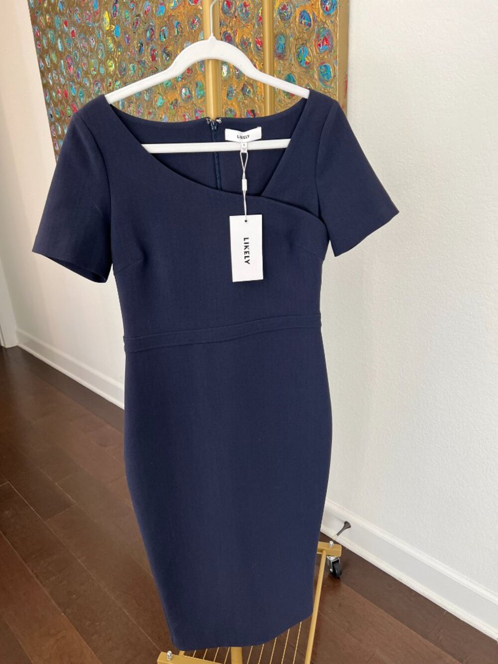 Likely Navy Asymmetrical Neck Midi Dress - Picture 4 of 8